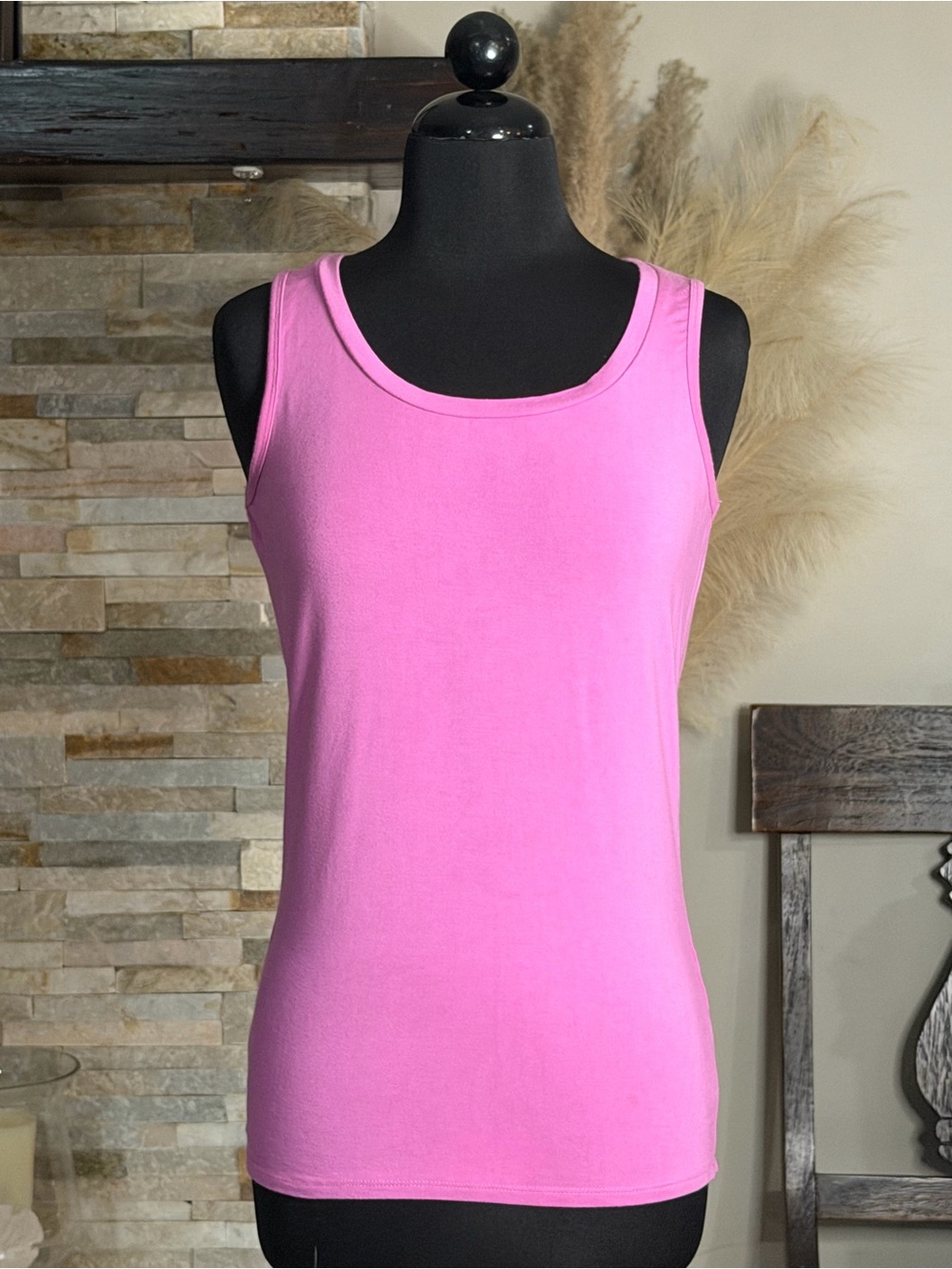 august silk Pink Scoop Neck Tank Top